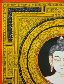 Peinture de mandala de tête de Bouddha dans le style newari