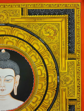 Peinture de mandala de tête de Bouddha dans le style newari