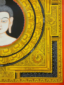 Peinture de mandala de tête de Bouddha dans le style newari