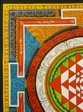 Peinture Mandala Sri Yantra de style Newari
