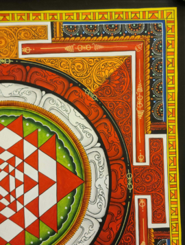 Peinture Mandala Sri Yantra de style Newari