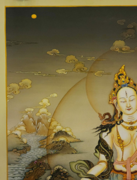 Masterful Handmade Thangka of White Tara in Karma Gadri Style