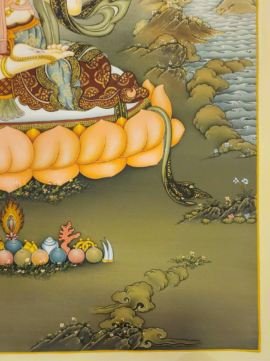 Masterful Handmade Thangka of White Tara in Karma Gadri Style