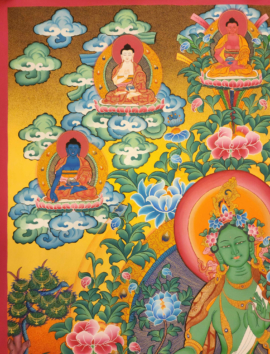 Green Tara Thangka on Cotton Canvas