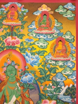 Green Tara Thangka on Cotton Canvas
