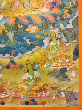 Green Tara Thangka on Cotton Canvas