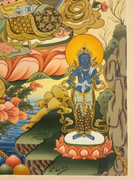 Green Tara Thangka on Cotton Canvas with Gold