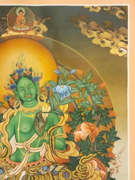 Thangka Painting of Green Tara on Cotton Canvas