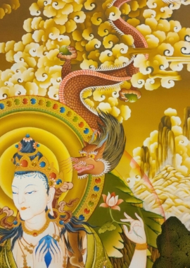 Thangka de Chenrezig sur toile de coton