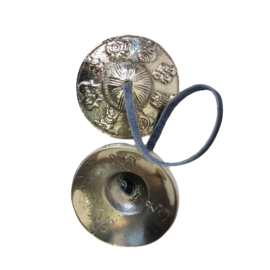 Tingsha en bronze avec un design d&rsquo;Ashtamangala