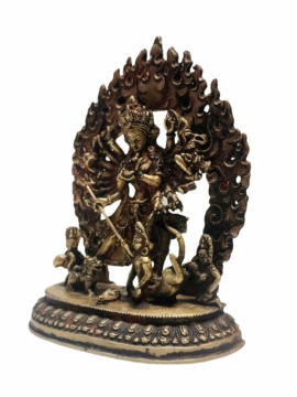Fierce Kali Statue in Copper with Antique Finish by Durga Bhagawati