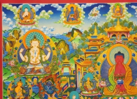 Amitabha Buddha Thangka on Cotton Canvas
