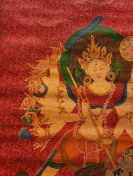Thangka Painting of Durga in Cotton Canvas