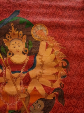Thangka Painting of Durga in Cotton Canvas
