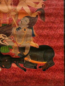 Thangka Painting of Durga in Cotton Canvas