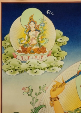 Manjushri Thangka on Cotton Canvas with Gold