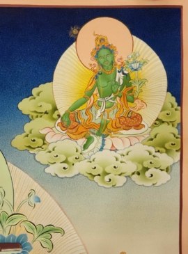 Manjushri Thangka on Cotton Canvas with Gold