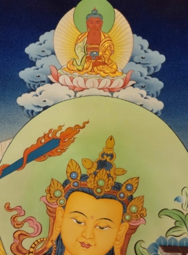 Manjushri Thangka on Cotton Canvas with Gold