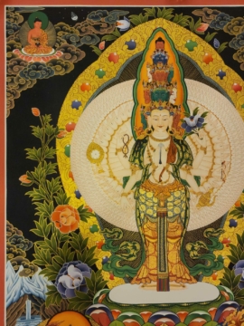 Sahasrabhuja Avalokitesvara Thangka on Cotton Canvas