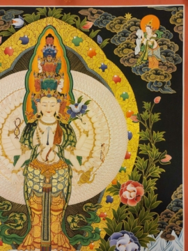 Sahasrabhuja Avalokitesvara Thangka on Cotton Canvas