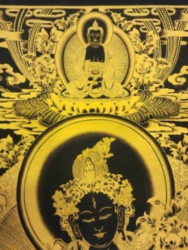 Hand-Painted White Tara Thangka on Cotton Canvas