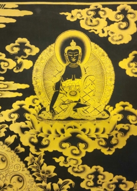 Hand-Painted White Tara Thangka on Cotton Canvas