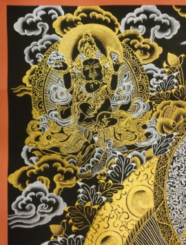 Five Pancha Jambhala Thangka &ndash; Black and Gold