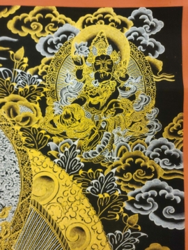 Five Pancha Jambhala Thangka &ndash; Black and Gold