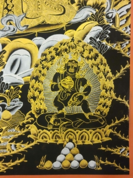 Five Pancha Jambhala Thangka &ndash; Black and Gold