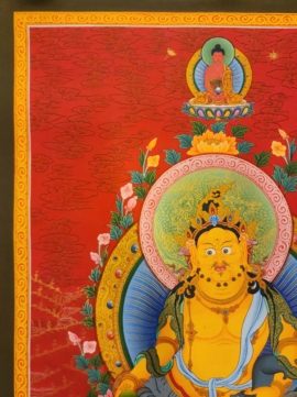 Yellow Jambhala Thangka on Cotton Canvas