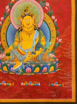 Yellow Jambhala Thangka on Cotton Canvas