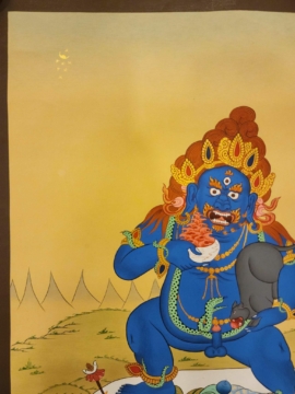 Black Jambhala Thangka on Cotton Canvas
