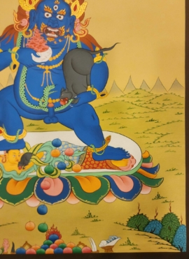 Black Jambhala Thangka on Cotton Canvas