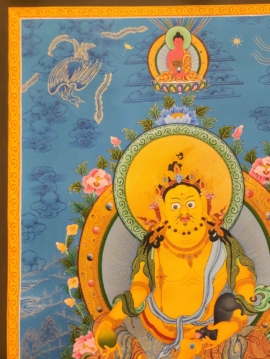 Yellow Jambhala Thangka on Cotton Canvas