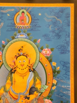 Yellow Jambhala Thangka on Cotton Canvas