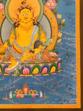 Yellow Jambhala Thangka on Cotton Canvas