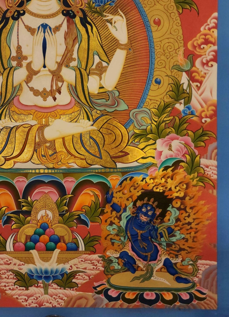 Thangka de Chenrezig sobre lienzo de algodón