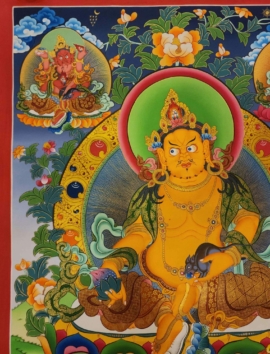 Tibetan Pancha Jambhala Thangka with Real Gold