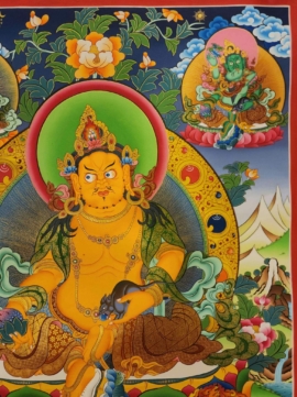 Tibetan Pancha Jambhala Thangka with Real Gold