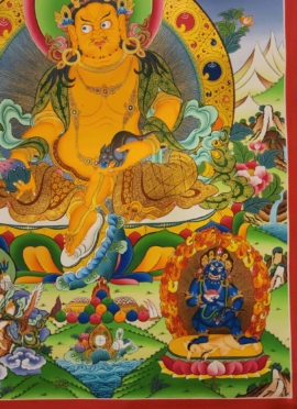 Tibetan Pancha Jambhala Thangka with Real Gold
