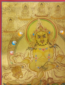 Yellow Jambhala Thangka on Cotton Canvas