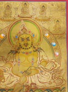 Yellow Jambhala Thangka on Cotton Canvas
