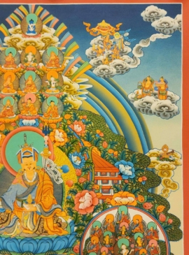 Padmasambhava Refuge Tree Thangka on Cotton Canvas