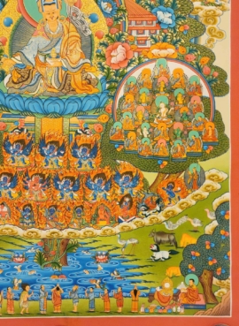 Padmasambhava Refuge Tree Thangka on Cotton Canvas
