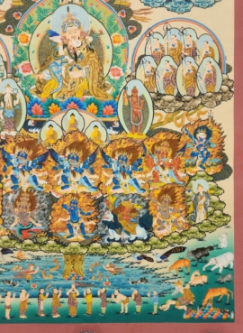 Padmasambhava Refuge Tree Thangka on Cotton Canvas