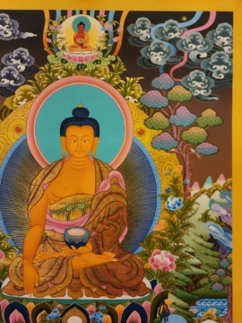 Shakyamuni Buddha Thangka on Cotton Canvas