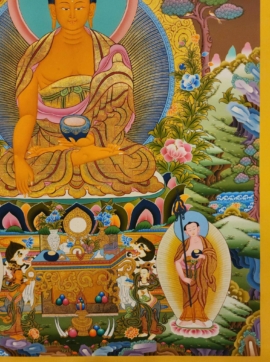 Shakyamuni Buddha Thangka on Cotton Canvas