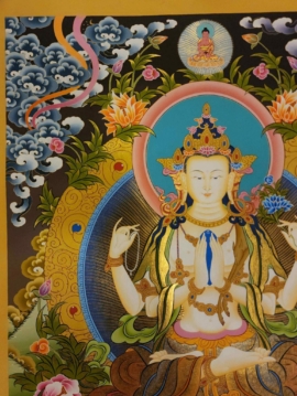 Chenrezig Thangka: Cotton Canvas Bodhisattva Art