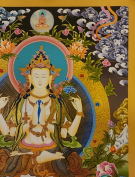 Chenrezig Thangka: Cotton Canvas Bodhisattva Art