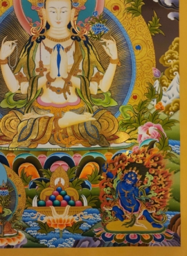 Chenrezig Thangka: Cotton Canvas Bodhisattva Art
